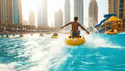 Families enjoying water attractions in Dubai under the sun Families enjoying water attractions in Dubai under the sun